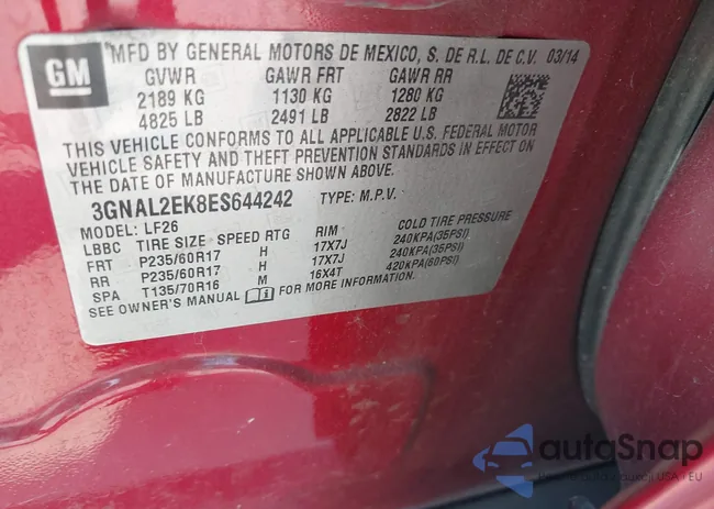 3GNAL2EK8ES644242: 43191002