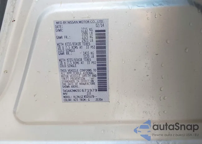 5N1AR2MM2EC671979: 43191012