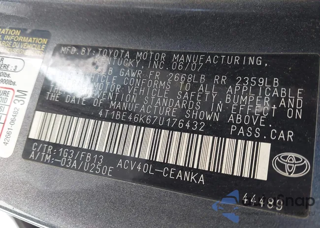 4T1BE46K67U176432: 43191065