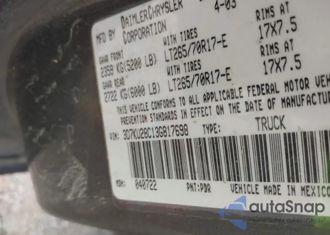 3D7KU28C13G817698: 43191073