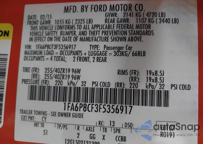 1FA6P8CF3F5356917: 43191087