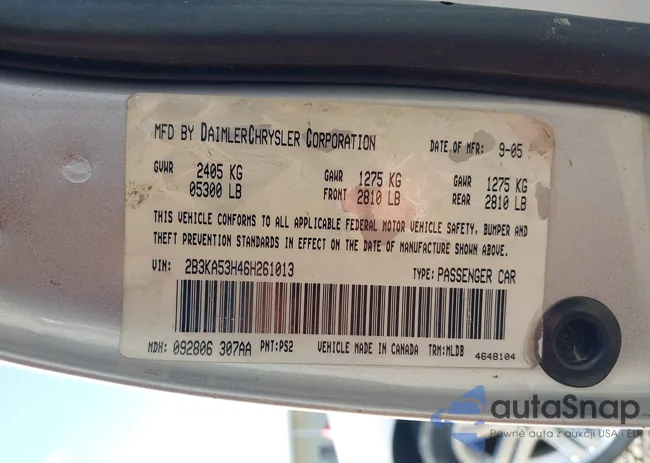 2B3KA53H46H261013: 43191145