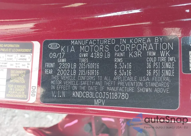 KNDCB3LC0J5118780: 43191272