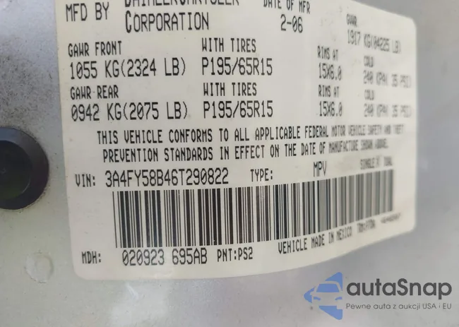 3A4FY58B46T290822: 43191286