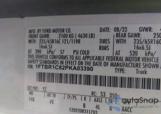 1FTBR1C82PKA03390: 43191291