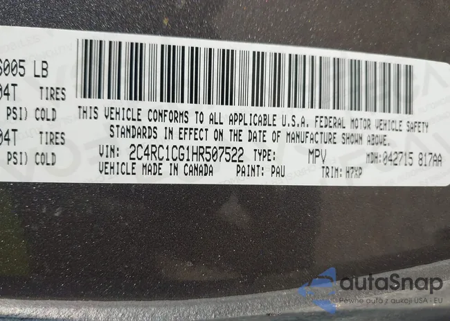 2C4RC1CG1HR507522: 43191294