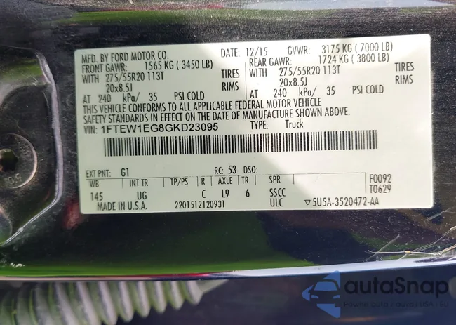 1FTEW1EG8GKD23095: 43191369