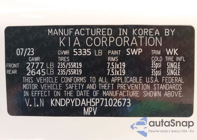 KNDPYDAH5P7102673: 43191399