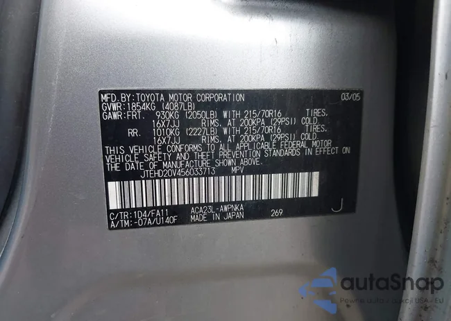 JTEHD20V456033713: 43191445