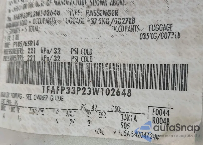 1FAFP33P23W102648: 43191540