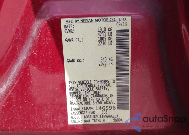 1N4AL3AP2EC146596: 43190562