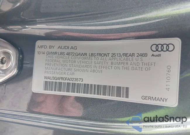 WAU3GAFR0FA023573: 43190790