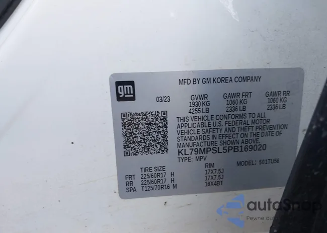 KL79MPSL5PB169020: 43190816