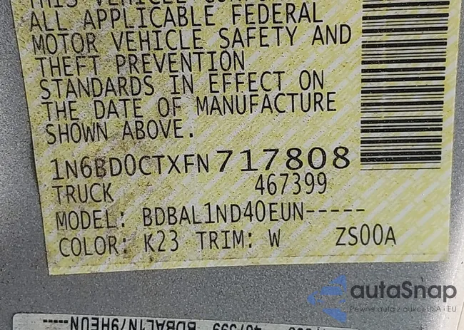 1N6BD0CTXFN717808: 43190842