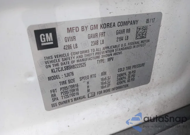 KL7CJLSB5HB222525: 43190844