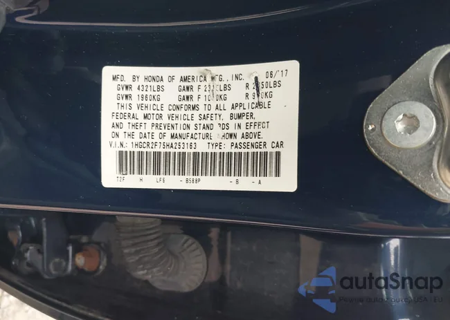 1HGCR2F75HA253163: 43190849