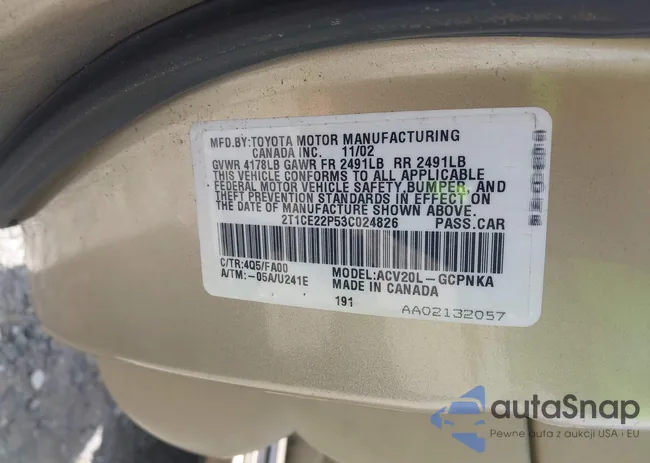 2T1CE22P53C024826: 43190891