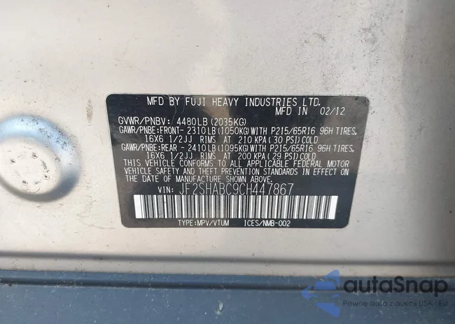 JF2SHABC9CH447867: 43190914