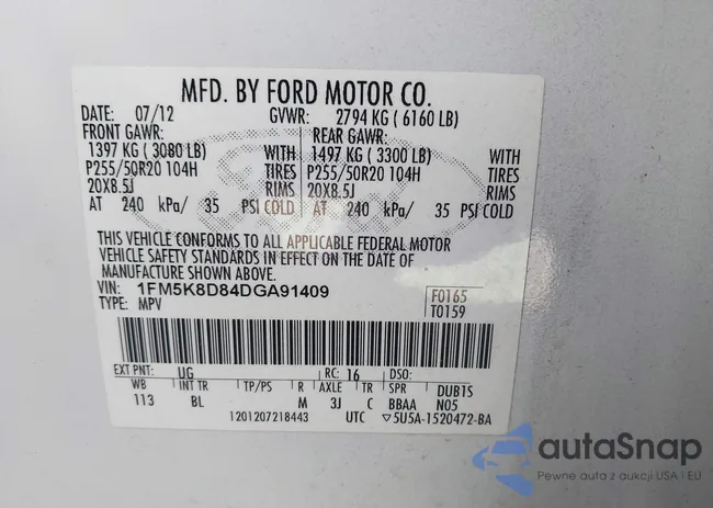 1FM5K8D84DGA91409: 43190937