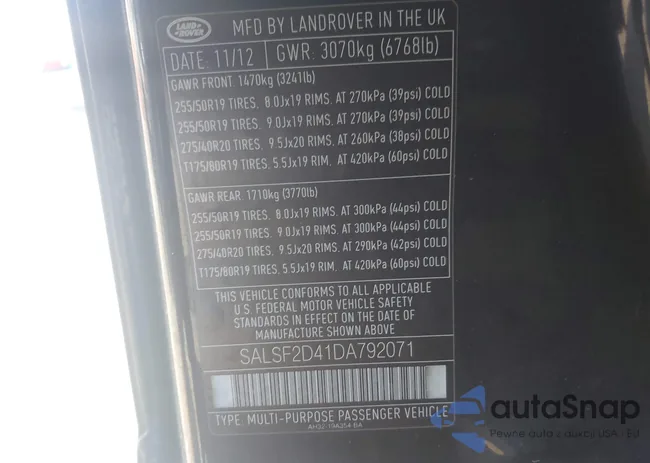 SALSF2D41DA792071: 43191987