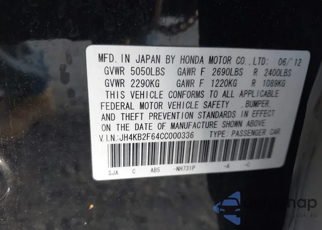 JH4KB2F64CC000336: 43191994