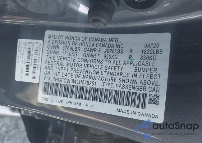 2HGFC2F84LH576251: 43192005