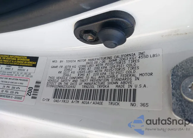 5TENX22N86Z310492: 43192043