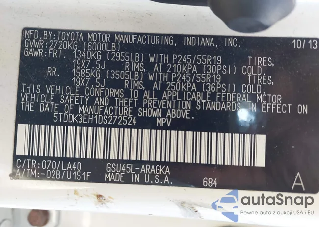 5TDDK3EH1DS272524: 43192050