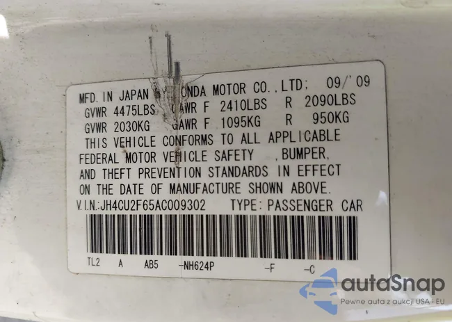 JH4CU2F65AC009302: 43192070