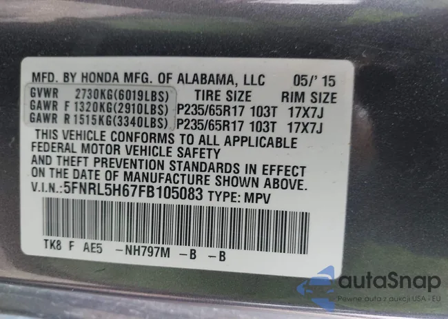 5FNRL5H67FB105083: 43192179