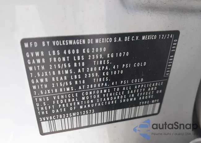 3VV8C7B22SM012573: 43192183