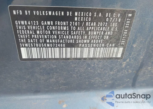 3VWE57BU5KM072468: 43192189