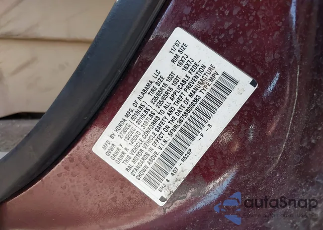 5FNRL38758B008383: 43192248