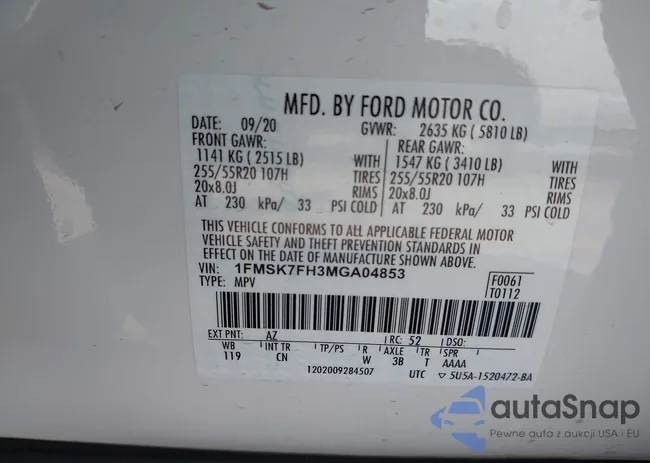 1FMSK7FH3MGA04853: 43192304