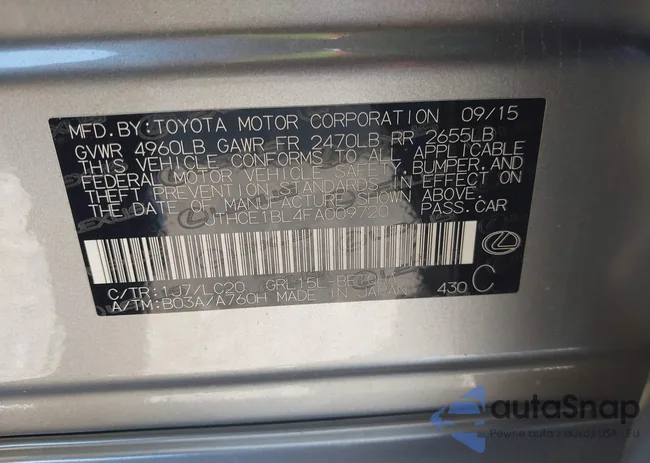 JTHCE1BL4FA009720: 43192411