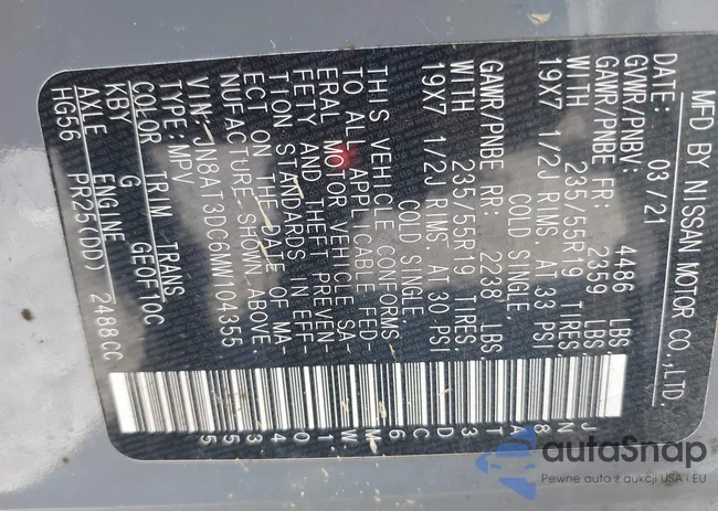 JN8AT3DC6MW104355: 43192419