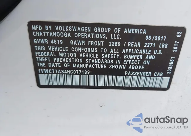 1VWCT7A34HC077189: 43192433