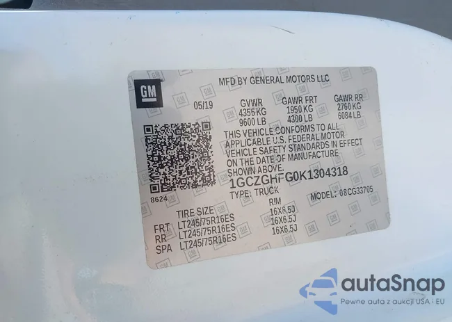 1GCZGHFG0K1304318: 43192435