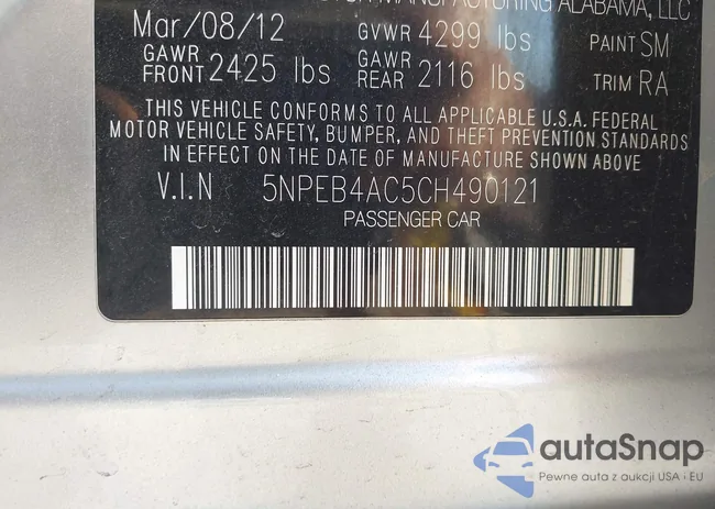 5NPEB4AC5CH490121: 43192537