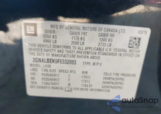 2GNALBEK9F6332883: 43191596