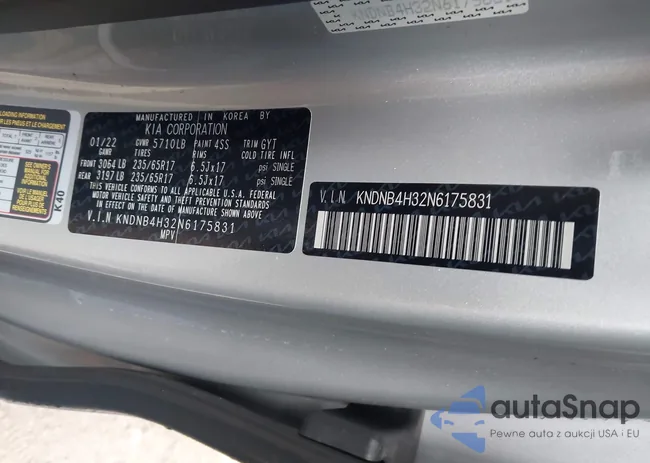 KNDNB4H32N6175831: 43191609