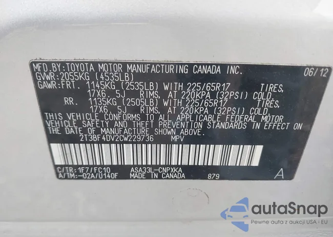 2T3BF4DV2CW229736: 43191610