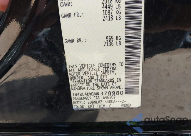 1N4BL4DW1MN378980: 43191663