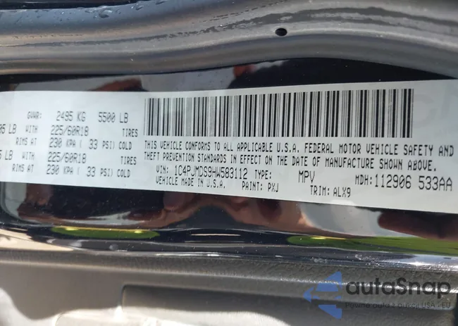 1C4PJMDS9HW583112: 43191716