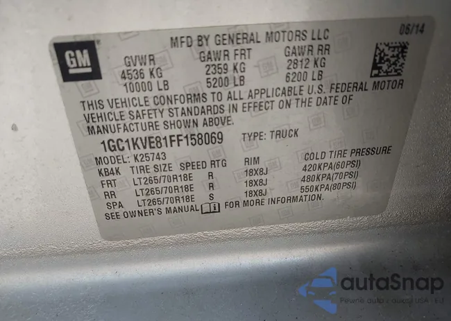 1GC1KVE81FF158069: 43191750