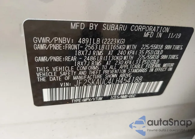 JF2SKAUC4LH454188: 43191760