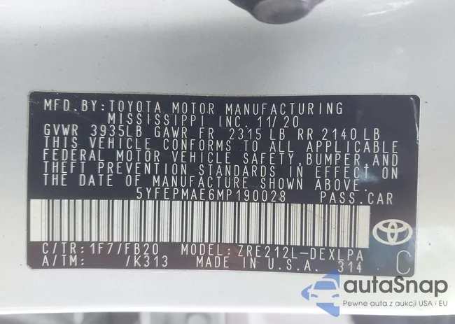 5YFEPMAE6MP190028: 43191768