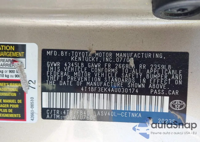 4T1BF3EK4AU030174: 43191830