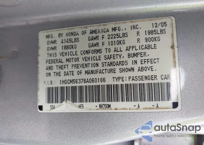 1HGCM56376A060166: 43191862