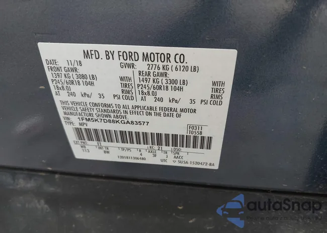 1FM5K7D88KGA83577: 43191901